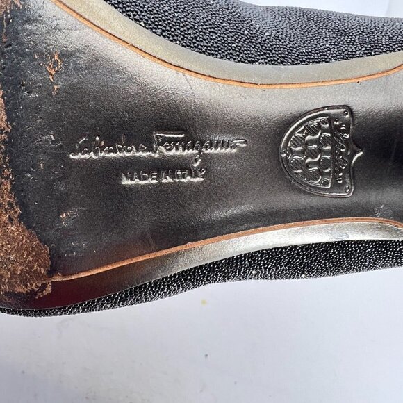 Salvatore Ferragamo Riflessa Women Size 8 B Black Satin Slip On High Heel Pumps - Picture 12 of 16